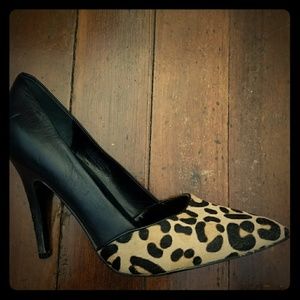 Leopard print and leather pumps